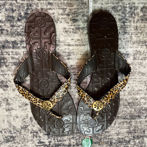 Tory Burch Thora Mini Women's Leopard Print Thong Sandals Size 10M